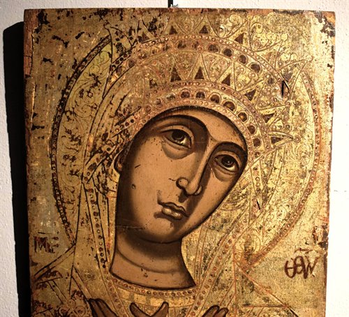 Antica Icona Greca "La Vergine annunciata"